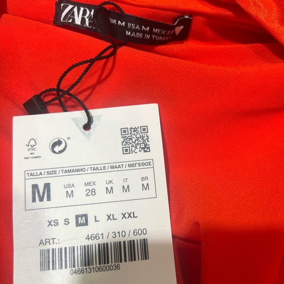 ZARA Orange Draped Neck Cross Back Slip Dress Medium - Picture 4 of 10